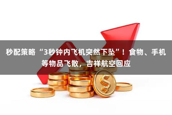 秒配策略 “3秒钟内飞机突然下坠”！食物、手机等物品飞散，吉祥航空回应