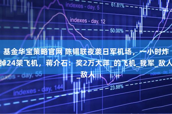 基金华宝策略官网 陈锡联夜袭日军机场，一小时炸掉24架飞机，蒋介石：奖2万大洋_的飞机_我军_敌人