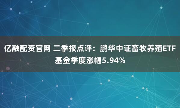 亿融配资官网 二季报点评：鹏华中证畜牧养殖ETF基金季度涨幅5.94%