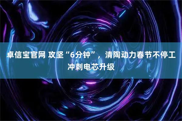 卓信宝官网 攻坚“6分钟”，清陶动力春节不停工冲刺电芯升级