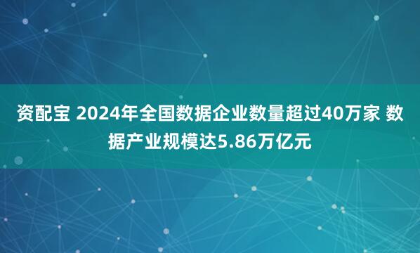 资配宝 2024年全国数据企业数量超过40万家 数据产业规模达5.86万亿元
