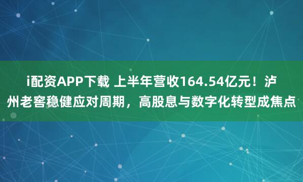 i配资APP下载 上半年营收164.54亿元！泸州老窖稳健应对周期，高股息与数字化转型成焦点
